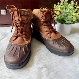 Nautica Waterproof Insulated Duck Lace-Up Brown Cold Weather Snow Boots Size 10